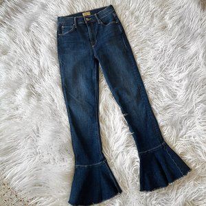 MOTHER Denim Cha Cha Fray High Rise Flare Crop Girl Crush Jeans Women Size 25